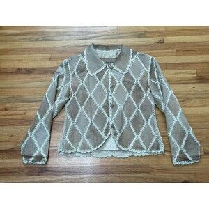 Vintage Rem Garson Womens Jack Y2K Jacket Patchwork Suede Brown  Argyle Lace